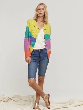 Aldo Martins Peran colorblock cardigan vibrant multicolor knit pattern size XS